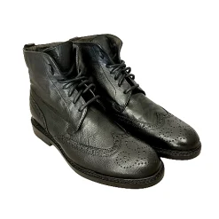 Scarpe di Maremma Anfibio Artigianale In Bufalo Tuffato Nero*Uomo Stivaletti