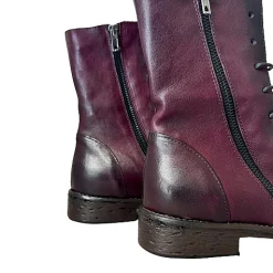 Scarpe di Maremma Anfibio In Pelle Tuffata Bordeaux Cucito Blake*Donna Stivali