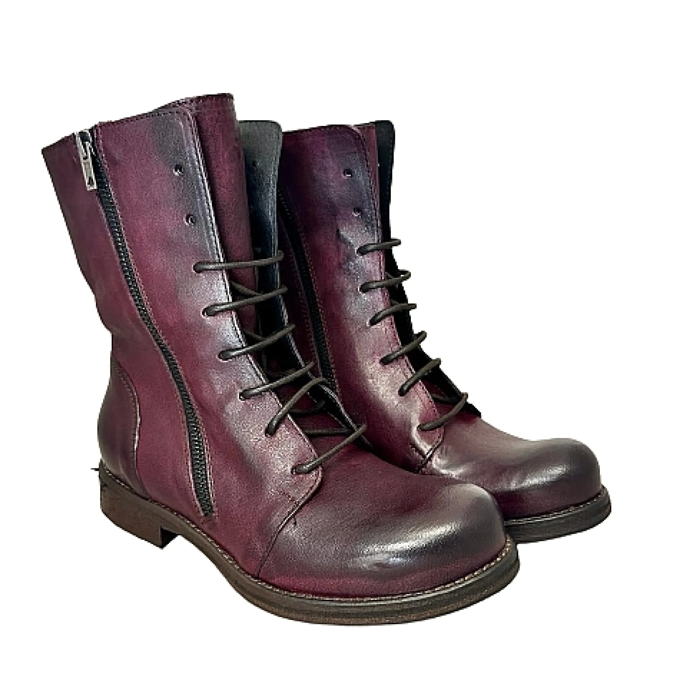 Scarpe di Maremma Anfibio In Pelle Tuffata Bordeaux Cucito Blake*Donna Stivali