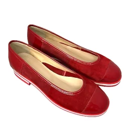 Scarpe di Maremma Ballerina Artigianale In Camoscio E Vernice Rossa*Donna Ballerine