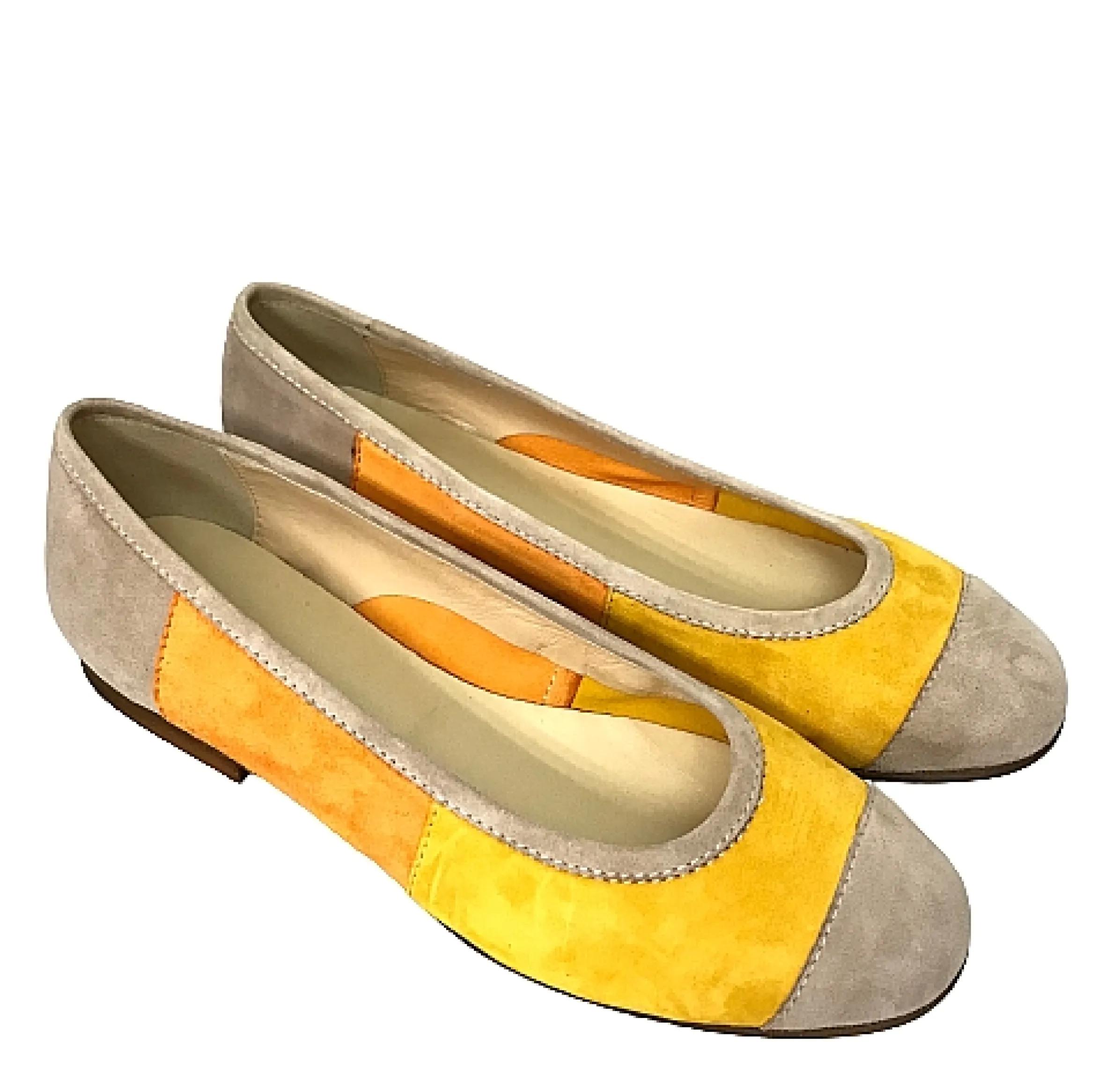 Scarpe di Maremma Ballerina Artigianale In Camoscio Multi Gialla*Donna Ballerine