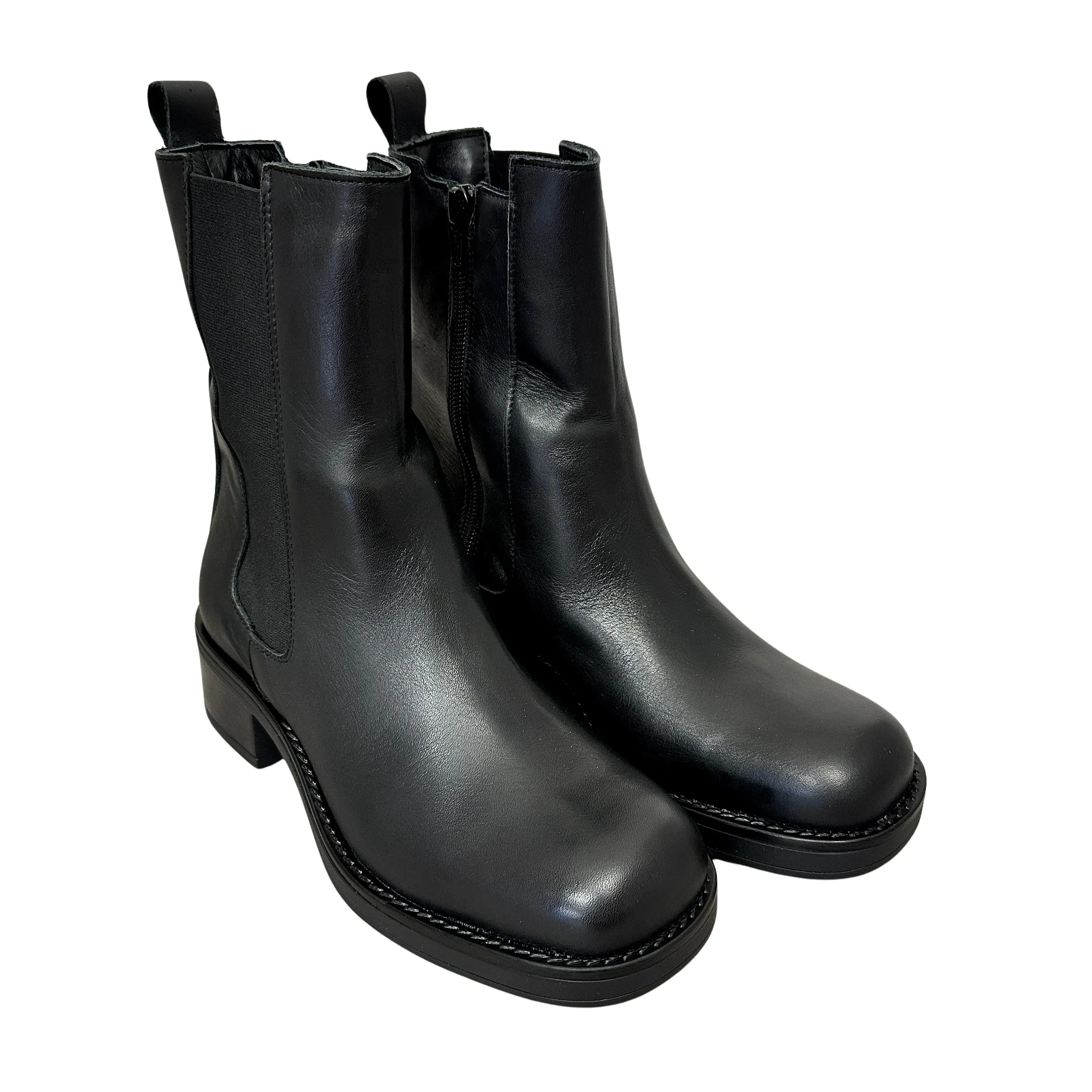 Scarpe di Maremma Beatles Artigianale Con Punta Squadrata Nero*Donna Stivali