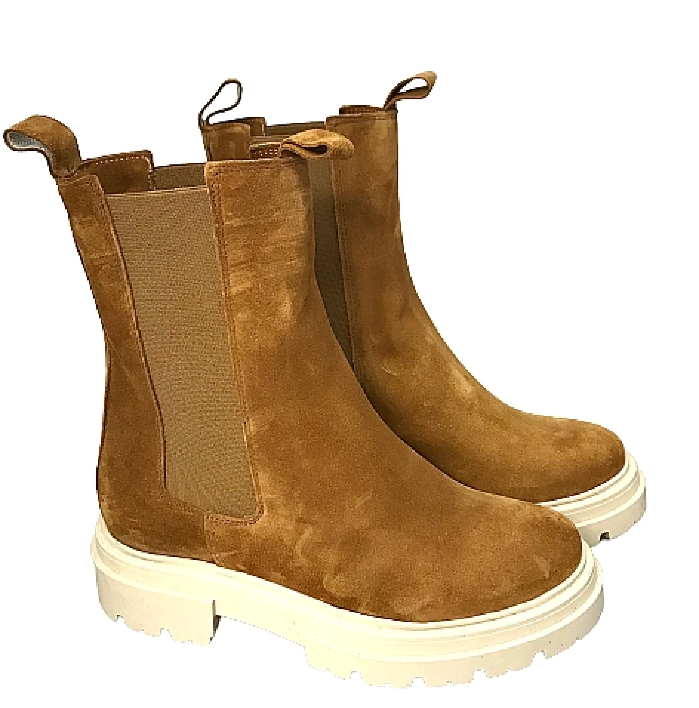 Scarpe di Maremma Beatles In Camoscio Cuoio Fondo Panna*Donna Tronchetti