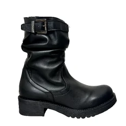 Scarpe di Maremma Biker Artigianale Basso In Pelle Nera Pfv*Donna Stivali