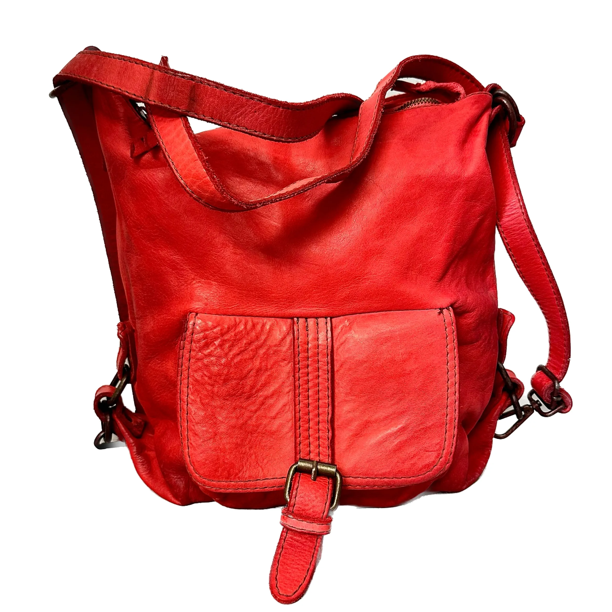 Scarpe di Maremma Borsa / Zaino Lavato Artigianale Con Tasca*Donna Borse Morbide