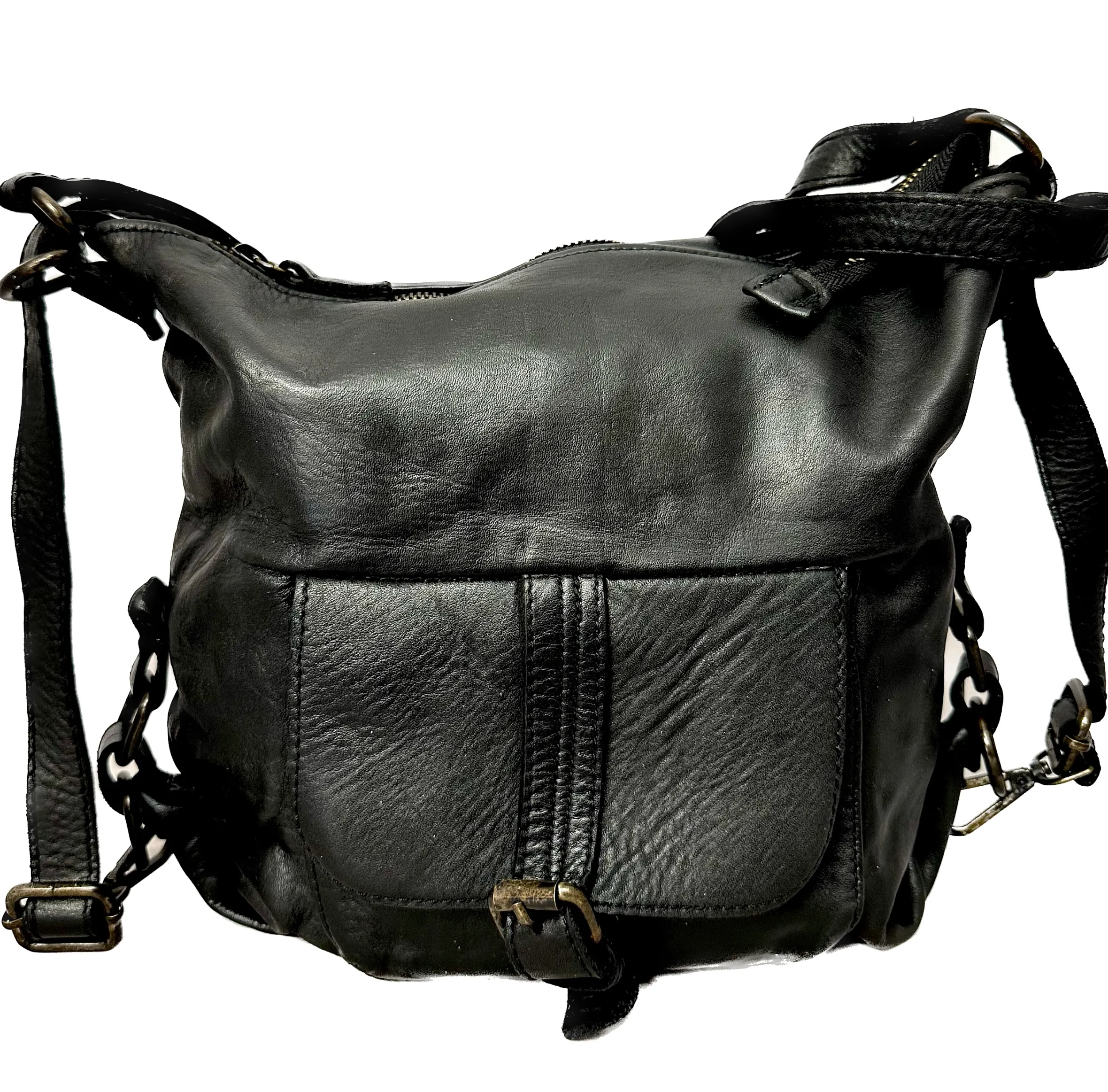 Scarpe di Maremma Borsa / Zaino Lavato Artigianale Con Tasca*Donna Borse Morbide