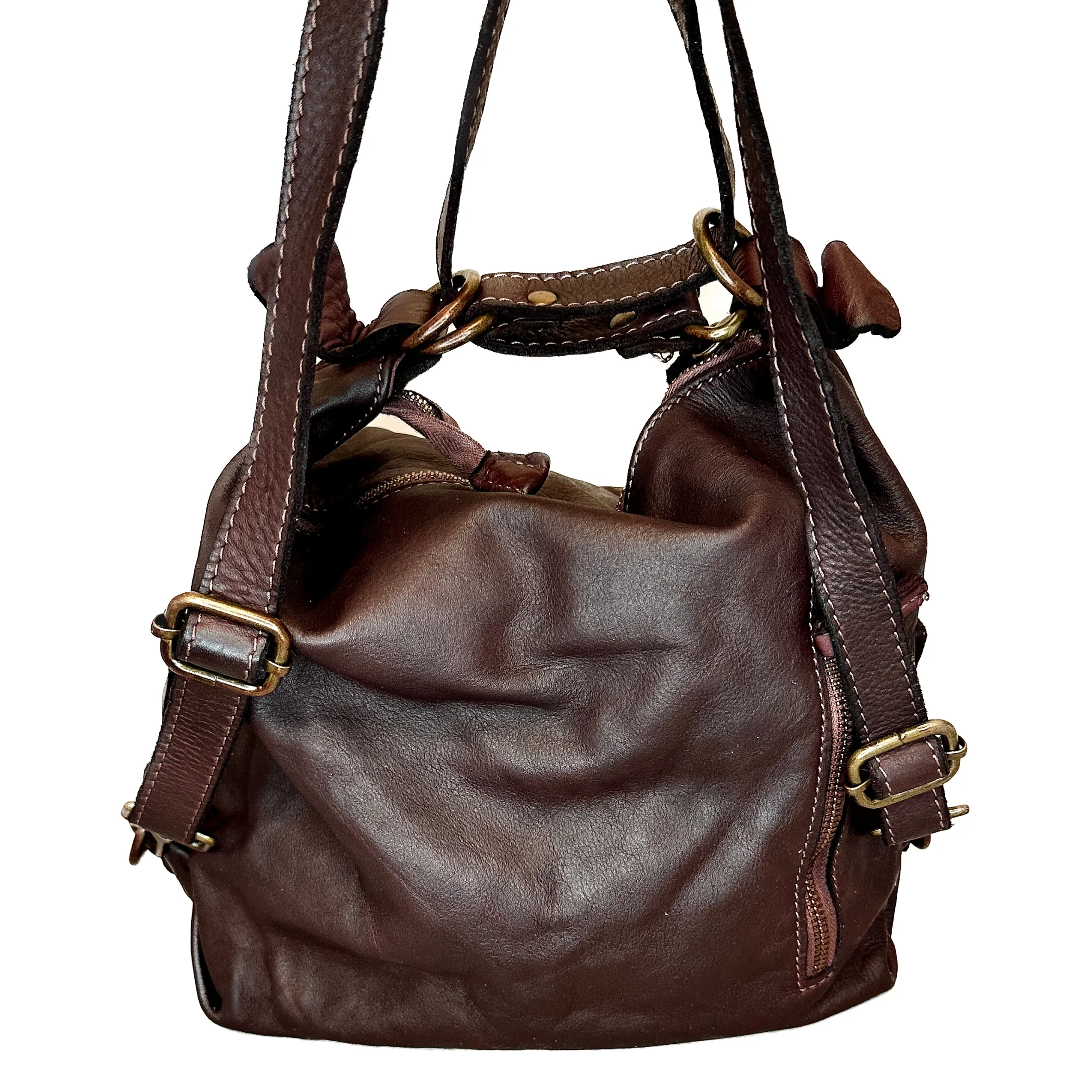 Scarpe di Maremma Borsa / Zaino Lavato Artigianale Con Tasca*Donna Borse Morbide
