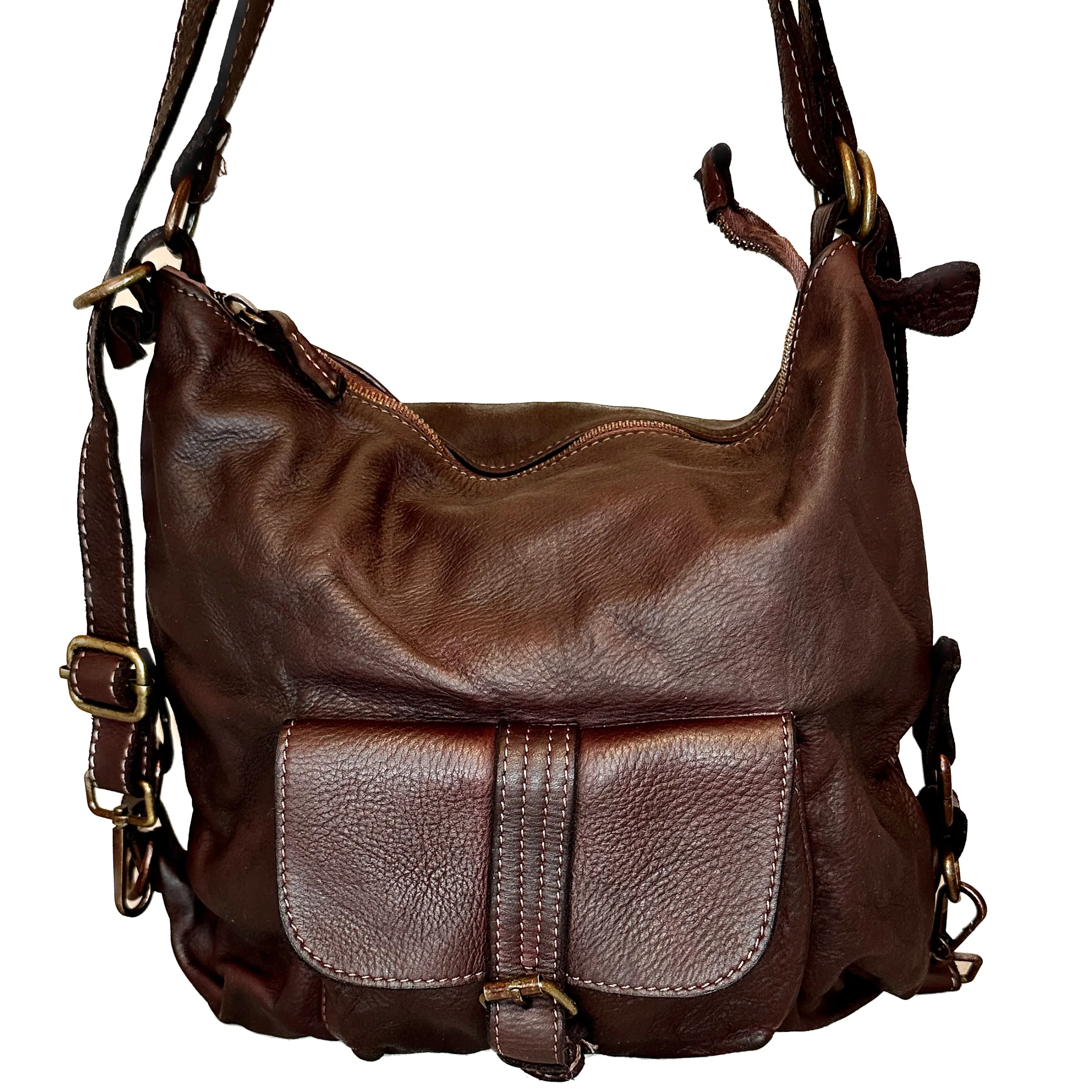 Scarpe di Maremma Borsa / Zaino Lavato Artigianale Con Tasca*Donna Borse Morbide