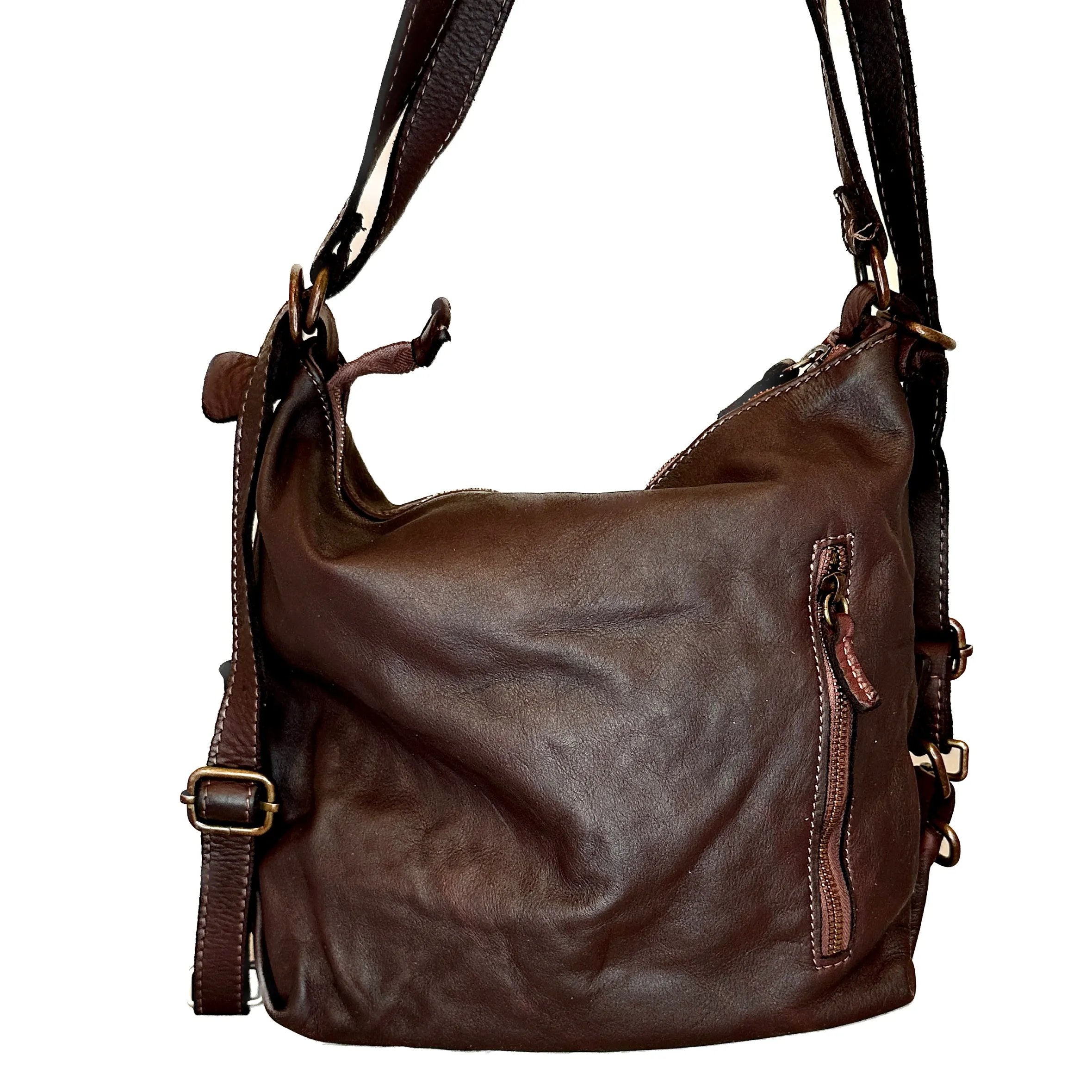 Scarpe di Maremma Borsa / Zaino Lavato Artigianale Con Tasca*Donna Borse Morbide
