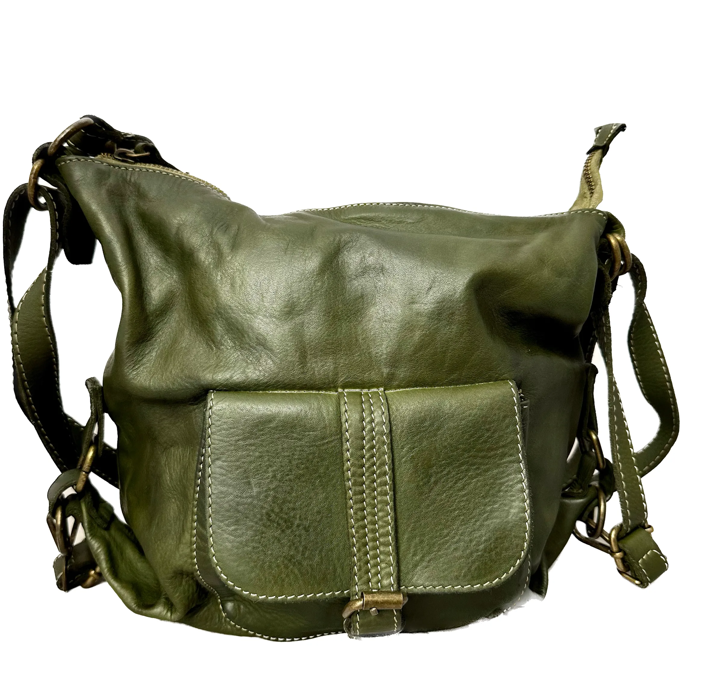 Scarpe di Maremma Borsa / Zaino Lavato Artigianale Con Tasca*Donna Borse Morbide