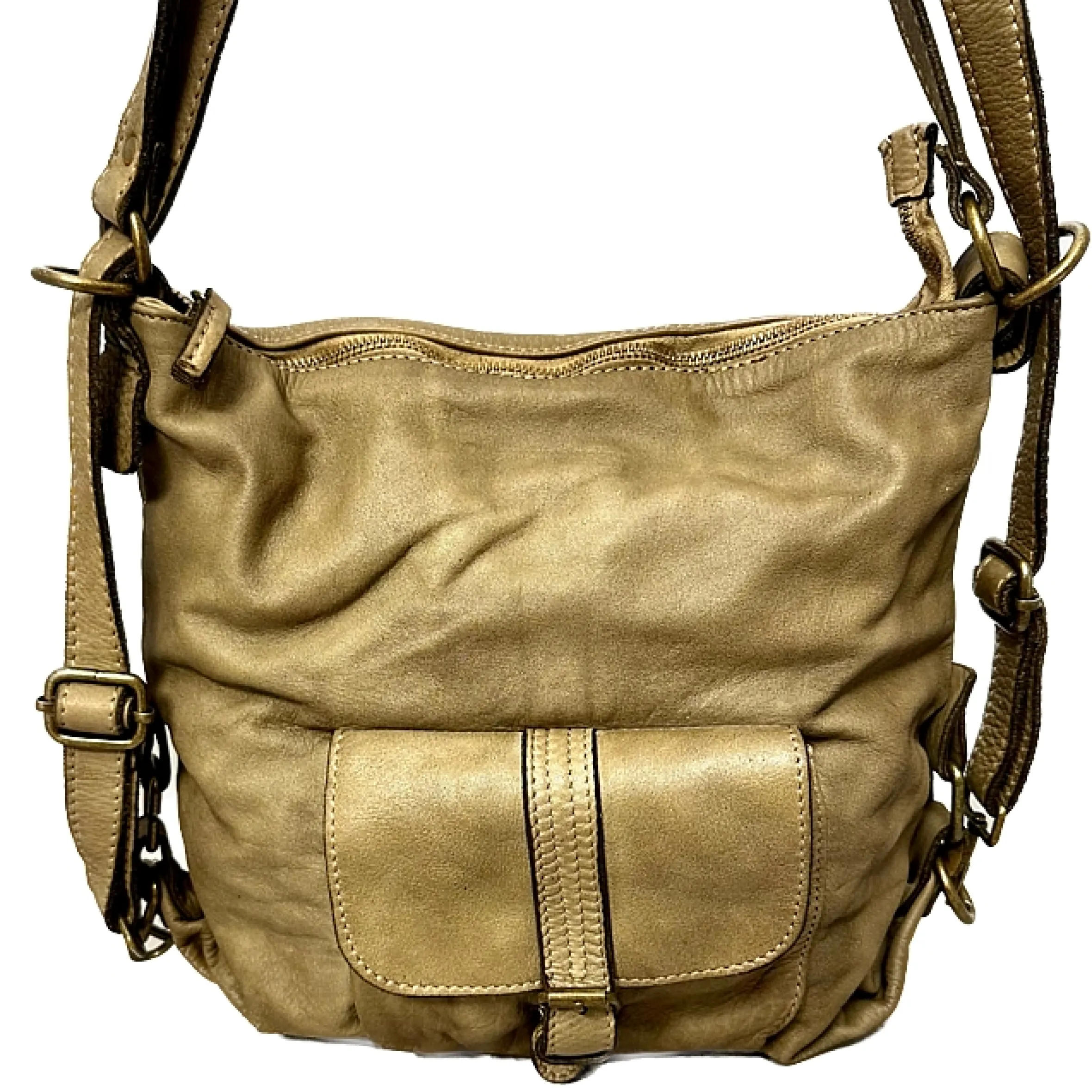 Scarpe di Maremma Borsa / Zaino Lavato Artigianale Con Tasca*Donna Borse Morbide