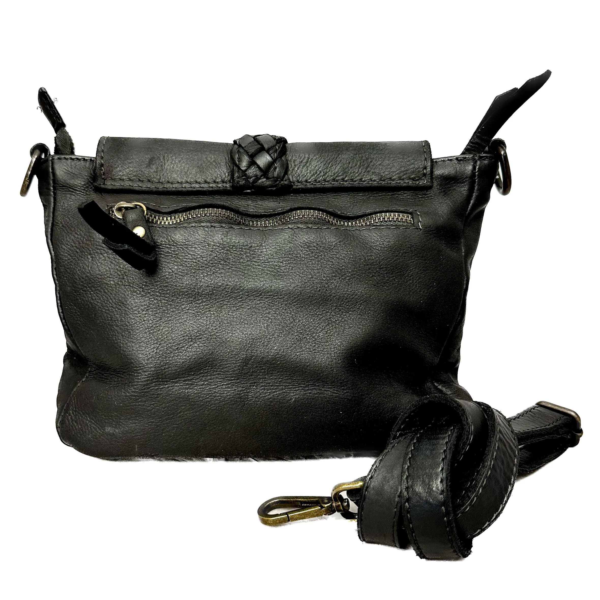 Scarpe di Maremma Borsa Artigianale In Pelle Lavata Con Treccia*Donna Borse Morbide