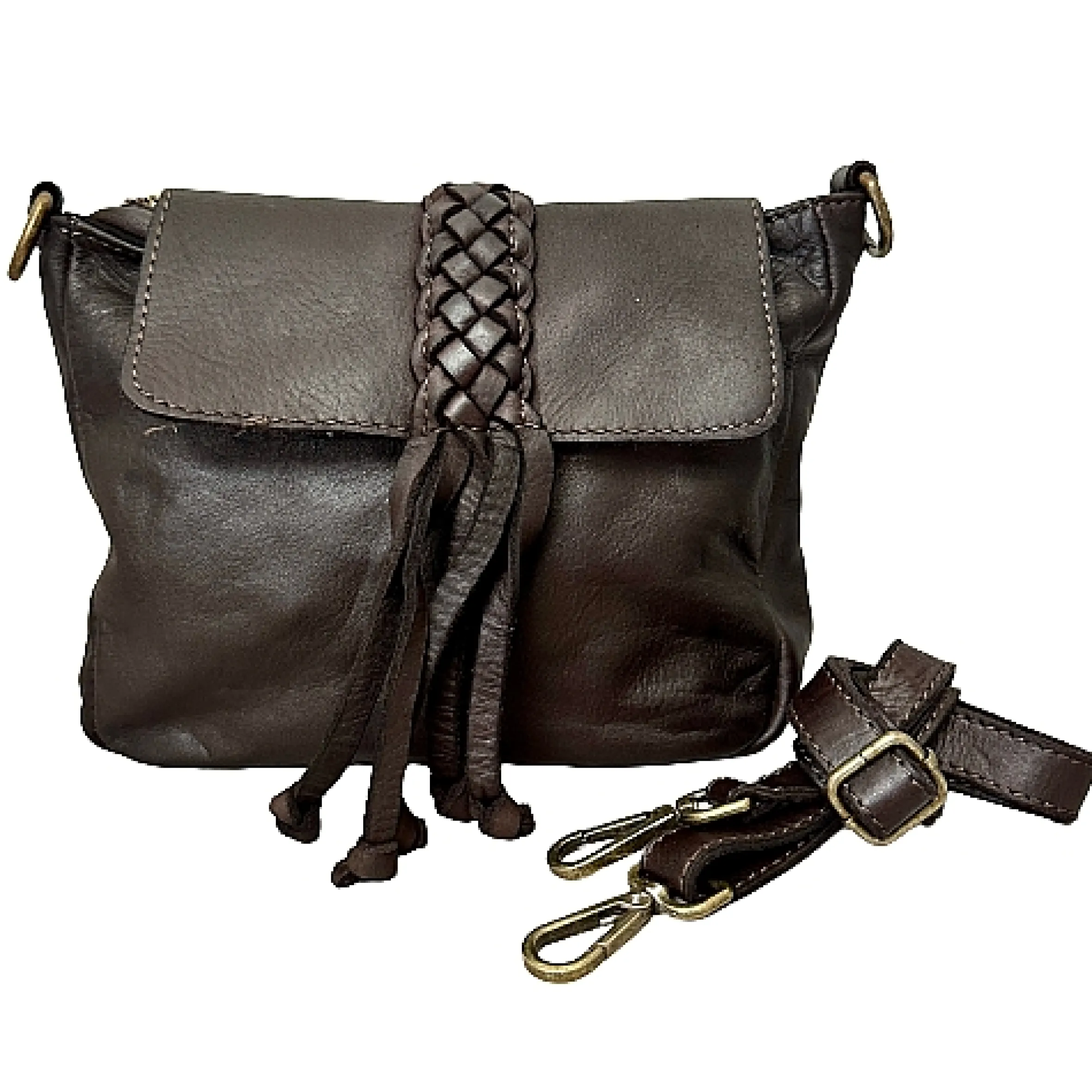 Scarpe di Maremma Borsa Artigianale In Pelle Lavata Con Treccia*Donna Borse Morbide