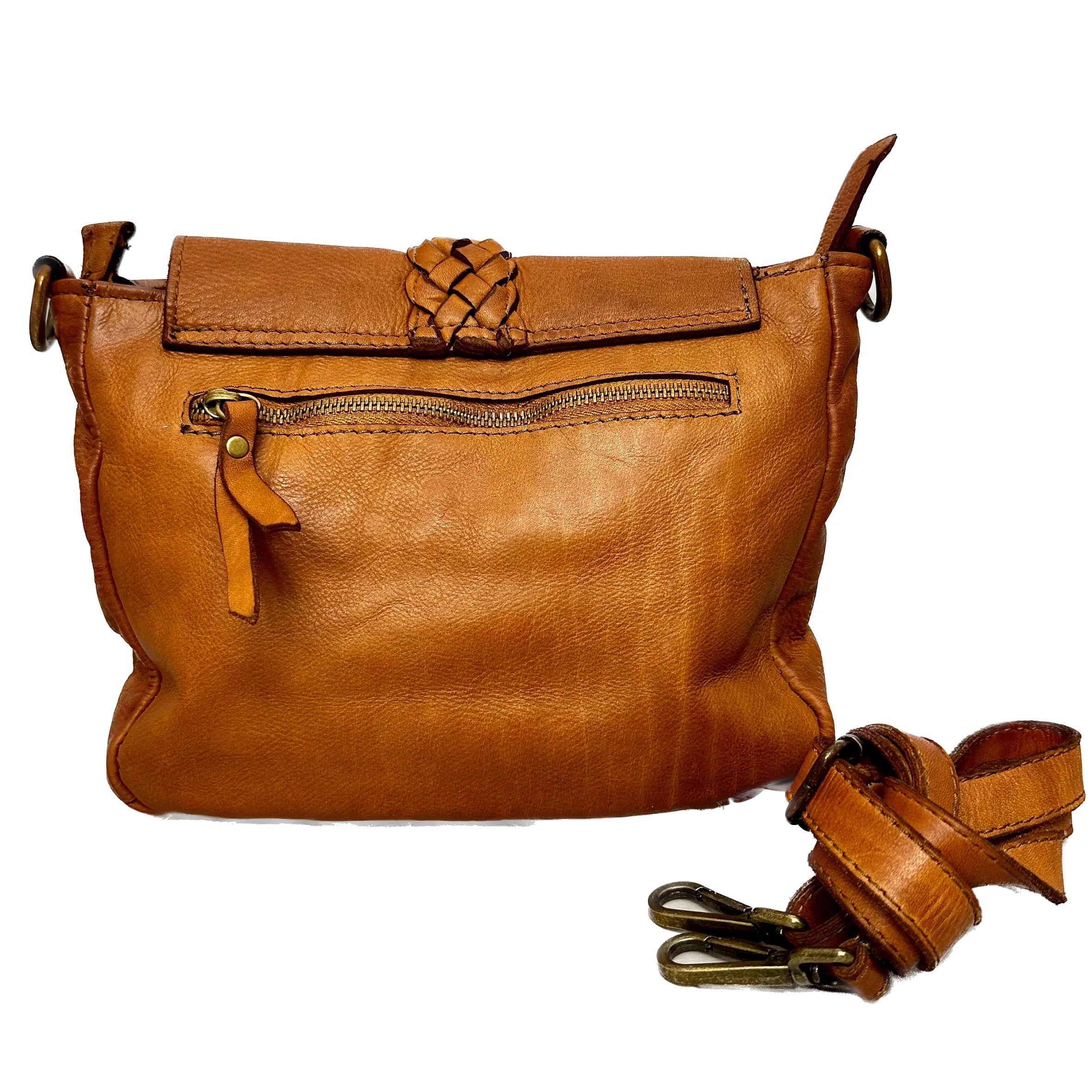 Scarpe di Maremma Borsa Artigianale In Pelle Lavata Con Treccia*Donna Borse Morbide
