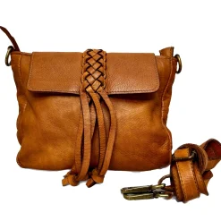 Scarpe di Maremma Borsa Artigianale In Pelle Lavata Con Treccia*Donna Borse Morbide
