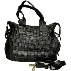 Scarpe di Maremma Borsa Artigianale In Pelle Lavata Con Intreccio Grande*Donna Borse Morbide