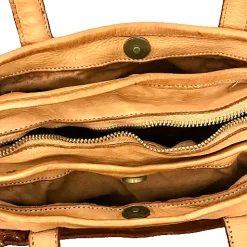 Scarpe di Maremma Borsa Artigianale In Pelle Lavata Con 3 Scomparti*Donna Borse Morbide