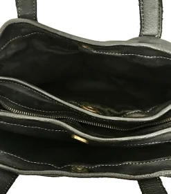 Scarpe di Maremma Borsa Artigianale In Pelle Lavata Con 3 Scomparti*Donna Borse Morbide