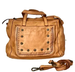 Scarpe di Maremma Borsa Artigianale In Pelle Lavata Con 3 Scomparti*Donna Borse Morbide