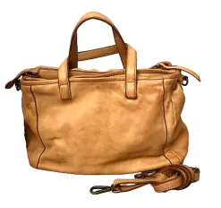 Scarpe di Maremma Borsa Artigianale In Pelle Lavata Con 3 Scomparti*Donna Borse Morbide