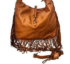 Scarpe di Maremma Borsa Artigianale In Pelle Lavata Con Frange*Donna Borse Morbide