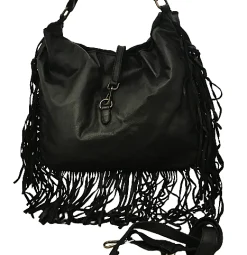 Scarpe di Maremma Borsa Artigianale In Pelle Lavata Con Frange*Donna Borse Morbide