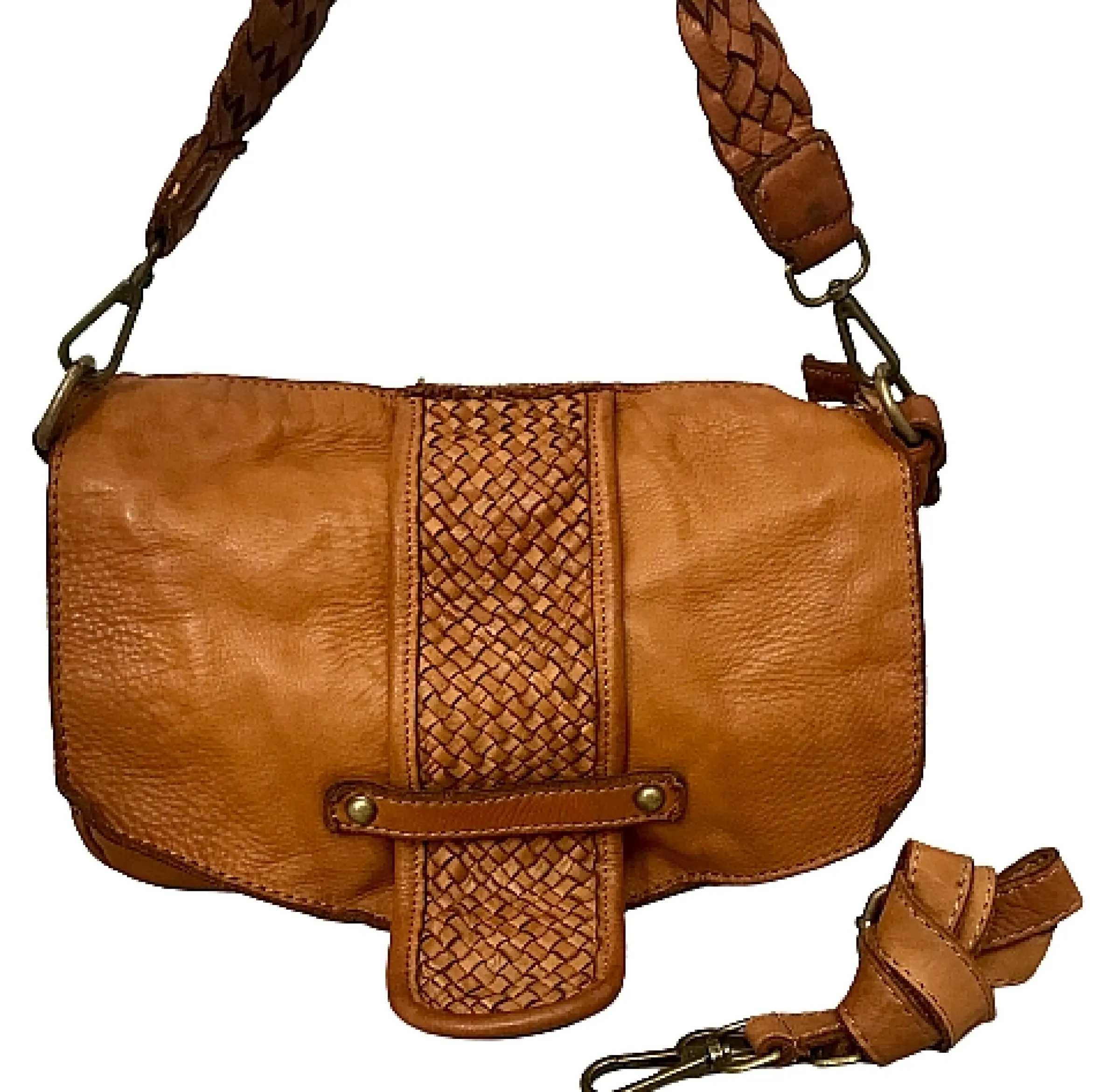 Scarpe di Maremma Borsa Artigianale In Pelle Lavata Con Manico Intrecciato*Donna Borse Morbide