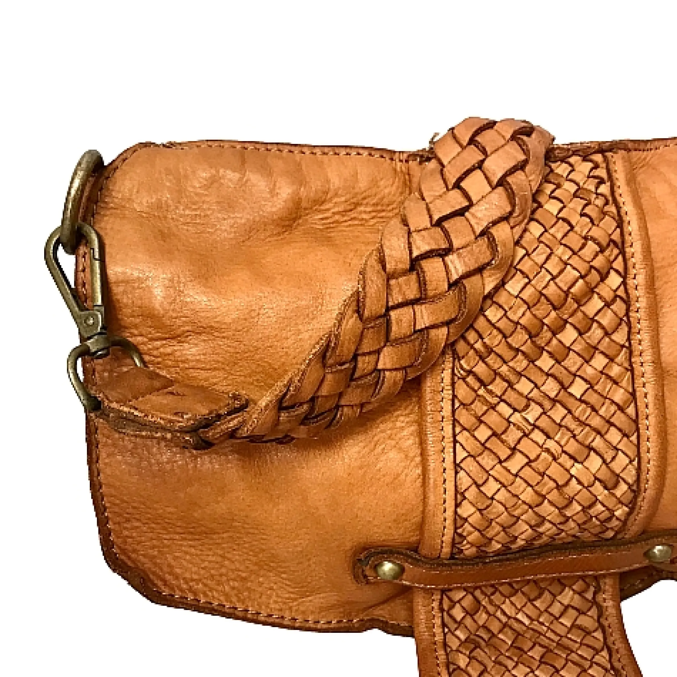 Scarpe di Maremma Borsa Artigianale In Pelle Lavata Con Manico Intrecciato*Donna Borse Morbide
