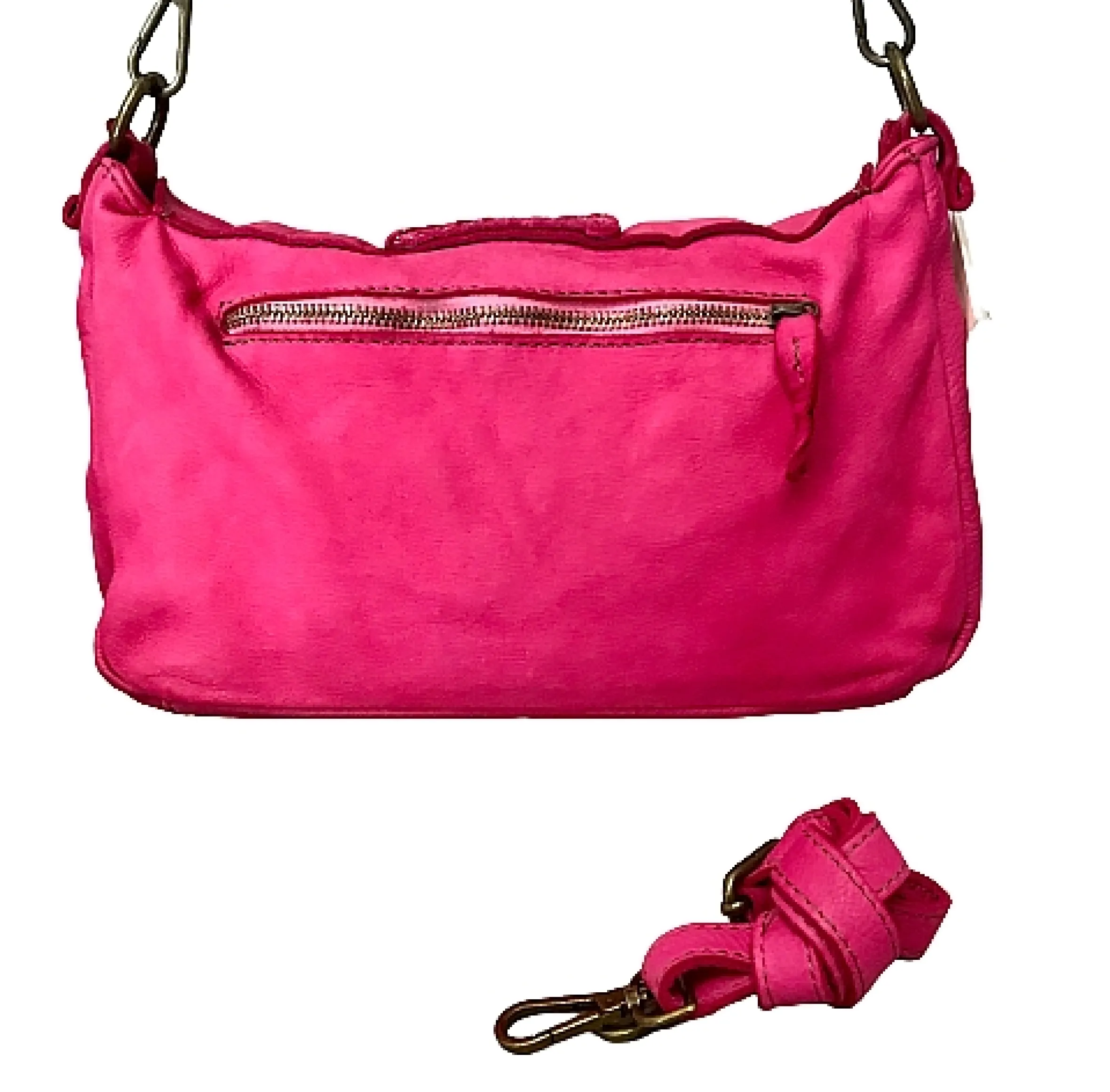 Scarpe di Maremma Borsa Artigianale In Pelle Lavata Con Manico Intrecciato*Donna Borse Morbide