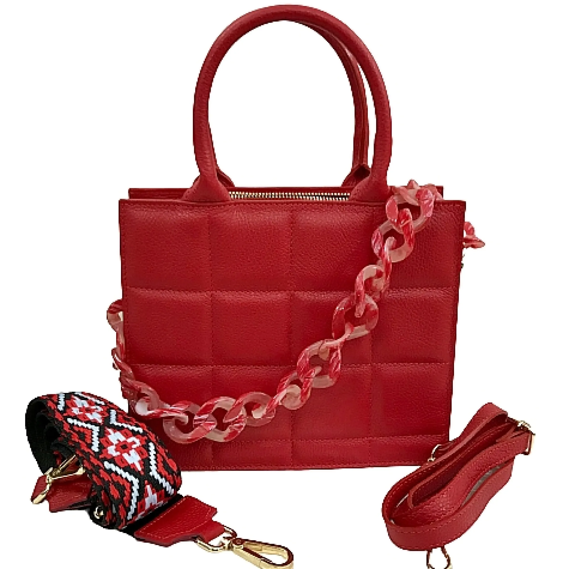 Scarpe di Maremma Borsa Artigianale Trapuntata Rossa*Donna Borse Rigide