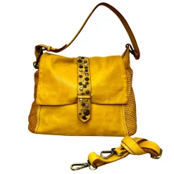 Scarpe di Maremma Borsa Lavata In Pelle Gialla Priscilla*Donna Borse Morbide