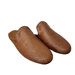 Scarpe di Maremma Ciabatta / Scendiletto In Pelle Intrecciata Cuoio*Uomo Ciabatte & Pantofole