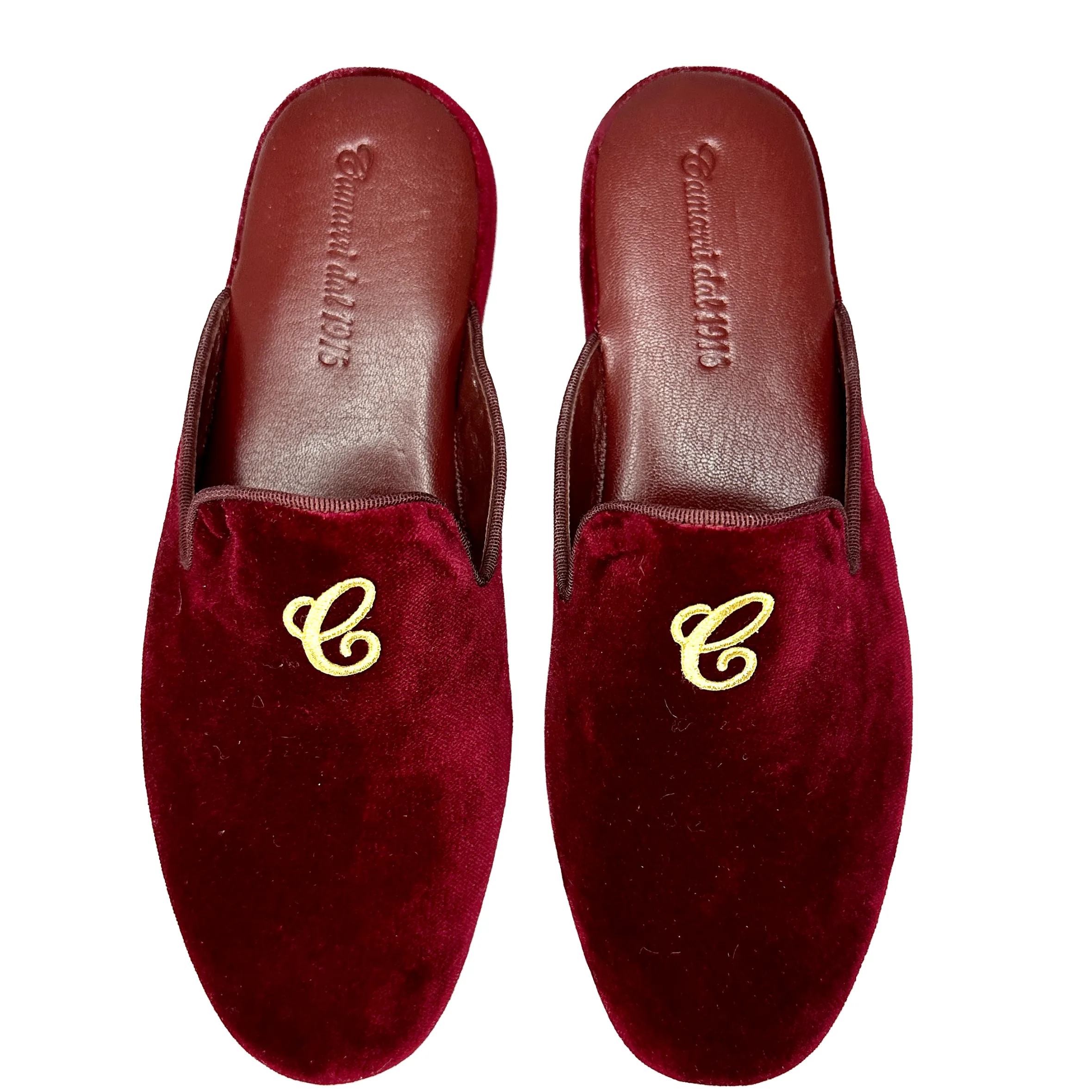 Scarpe di Maremma Ciabatta / Scendiletto In Velluto Bordeaux Con Iniziali Personalizzate*Uomo Ciabatte & Pantofole