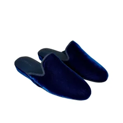 Scarpe di Maremma Ciabatta / Scendiletto In Pelle Velluto Blu Con Iniziali Personalizzate*Donna Ciabatte & Pantofole