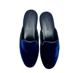 Scarpe di Maremma Ciabatta / Scendiletto In Pelle Velluto Blu Con Iniziali Personalizzate*Donna Ciabatte & Pantofole