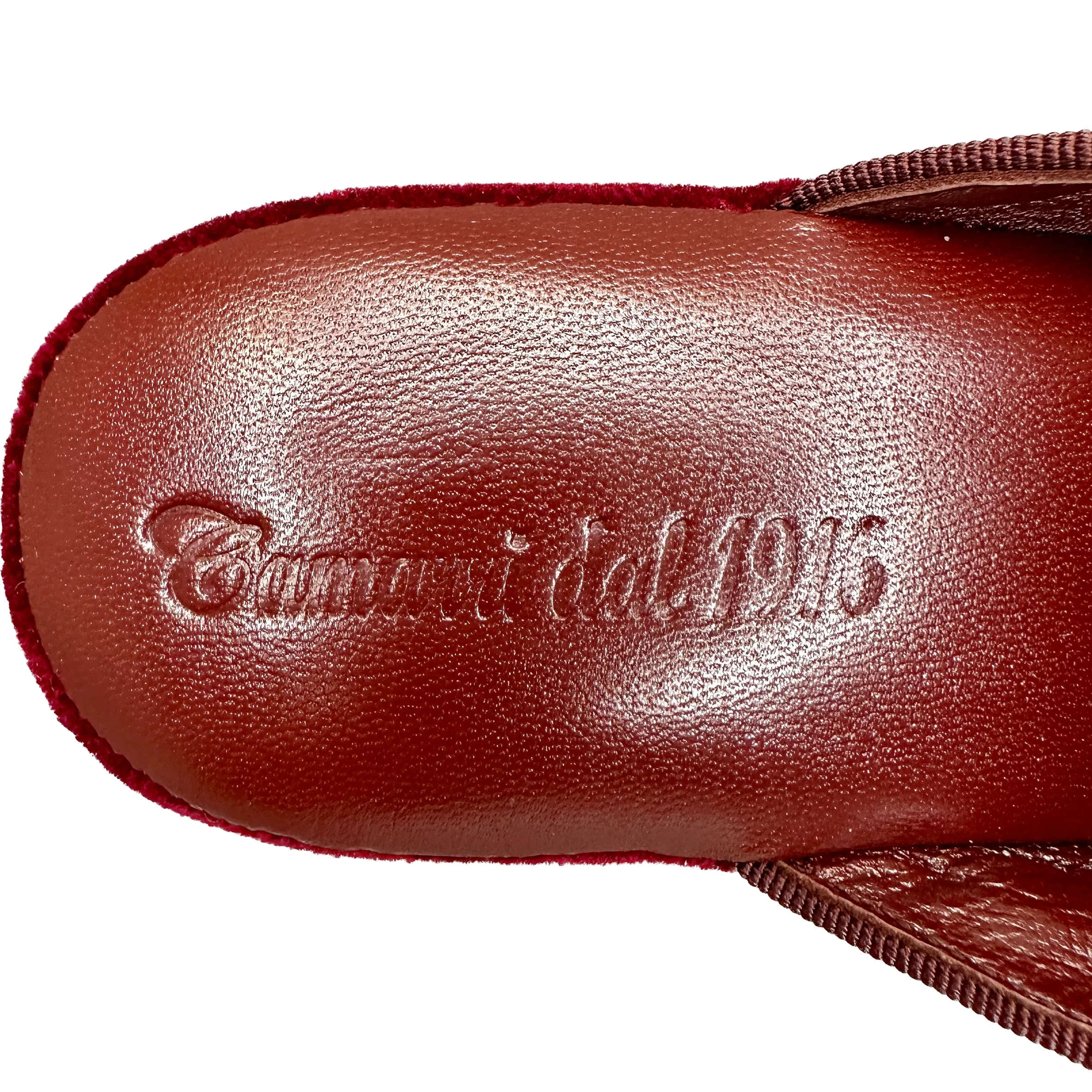Scarpe di Maremma Ciabatta / Scendiletto In Pelle Velluto Bordeaux Con Iniziali Personalizzate*Donna Ciabatte & Pantofole