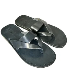 Scarpe di Maremma Ciabatta Artigianale In Pelle Blu Mod.C22*Uomo Sandali & Ciabatte