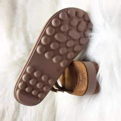 Scarpe di Maremma Ciabatta Doppia Fibbia In Pelle Cocco Cognac*Donna Sandali & Ciabatte