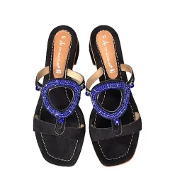 Scarpe di Maremma Ciabatta Gioiello In Camoscio Blu Notte*Donna Sandali & Ciabatte