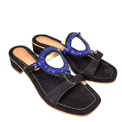 Scarpe di Maremma Ciabatta Gioiello In Camoscio Blu Notte*Donna Sandali & Ciabatte