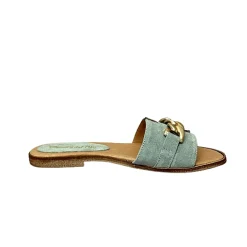 Scarpe di Maremma Ciabatta In Camoscio Salvia Con Catena*Donna Sandali & Ciabatte