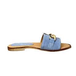Scarpe di Maremma Ciabatta In Camoscio Turchese Con Catena*Donna Sandali & Ciabatte