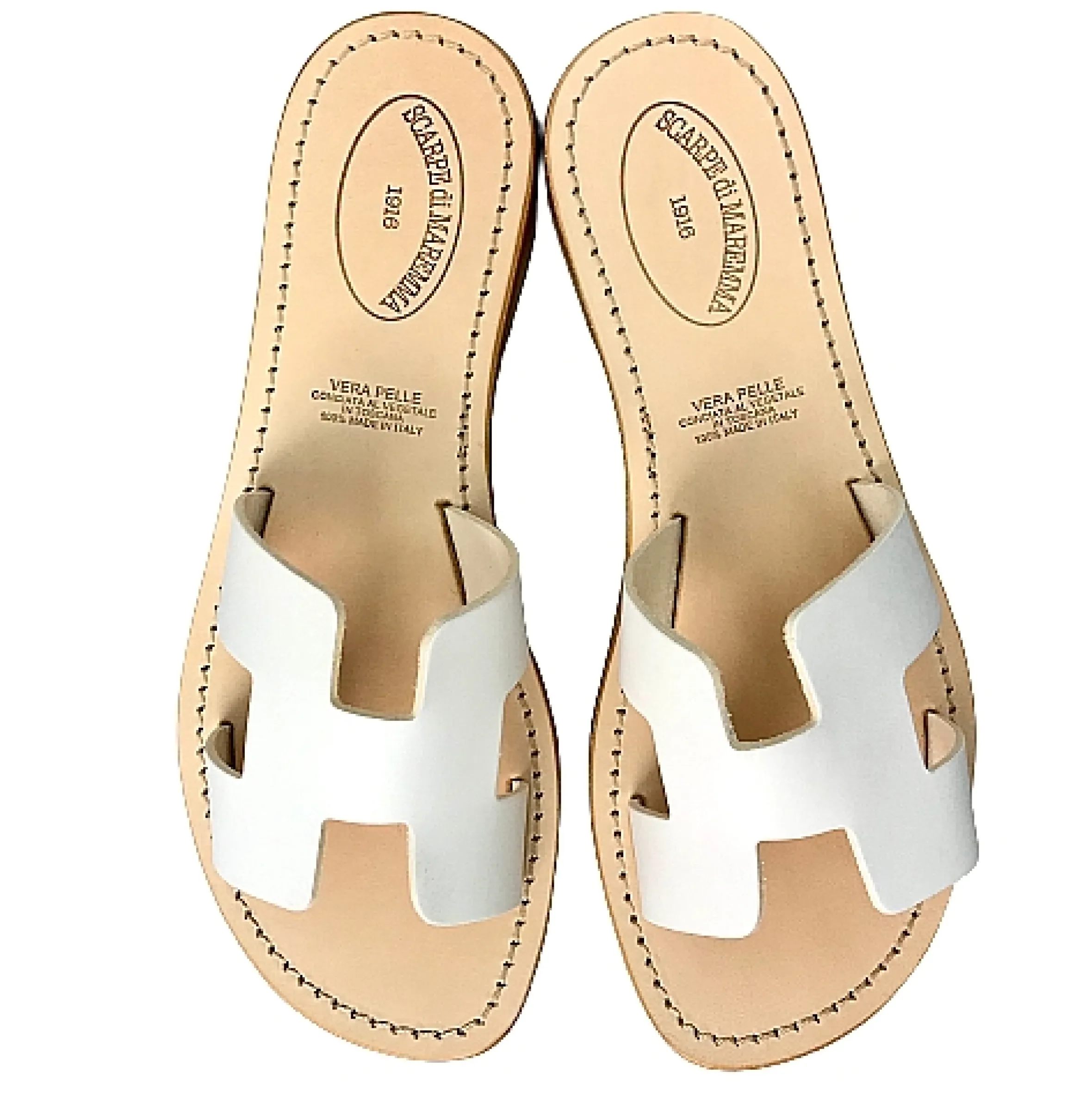 Scarpe di Maremma Ciabatta In Pelle Bianca Mod. Hermes*Donna Sandali & Ciabatte