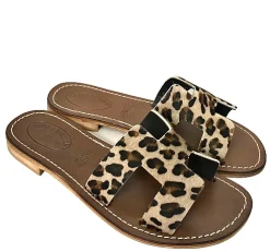 Scarpe di Maremma Ciabatta In Pelle E Cavallino Leopardato Mod. Hermes*Donna Sandali & Ciabatte