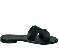 Scarpe di Maremma Ciabatta In Pelle Nera Mod. Hermes*Donna Sandali & Ciabatte