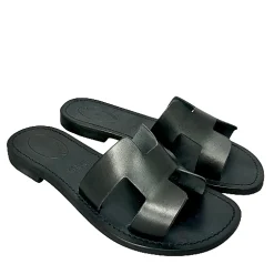 Scarpe di Maremma Ciabatta In Pelle Nera Mod. Hermes*Donna Sandali & Ciabatte