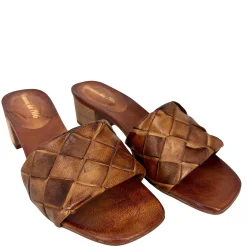 Scarpe di Maremma Ciabatta In Pelle Tuffata Intrecciata Marrone*Donna Sandali & Ciabatte