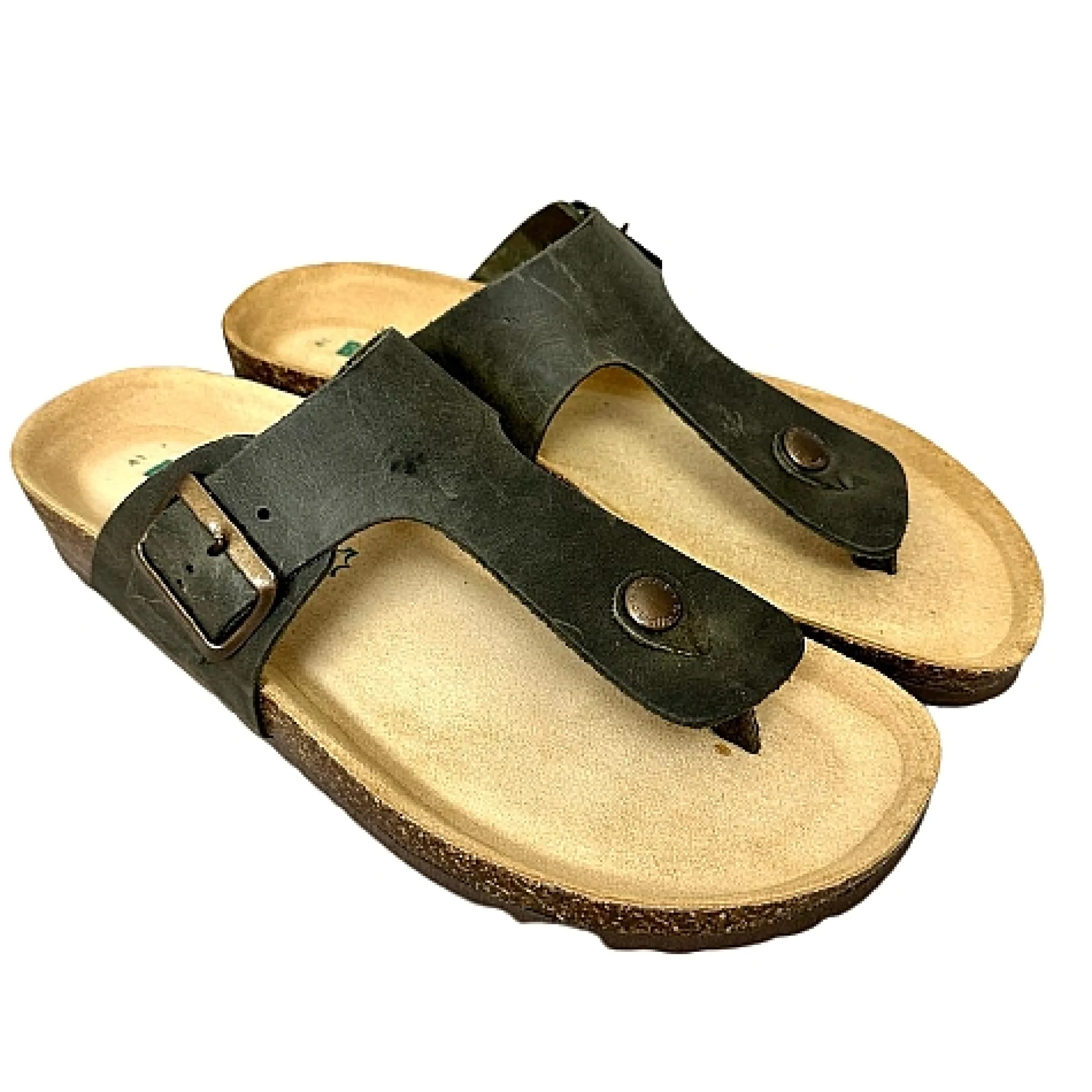 Scarpe di Maremma Ciabatta Infradito In Pelle Oleata Bionatura Verde Bosco*Uomo Sandali & Ciabatte