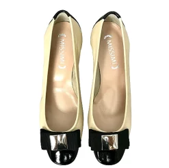 Scarpe di Maremma Decollete In Pelle Beige E Punta Di Vernice Nera*Donna Ballerine