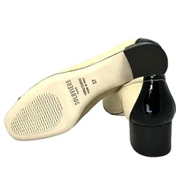 Scarpe di Maremma Decollete In Pelle Beige E Punta Di Vernice Nera*Donna Ballerine